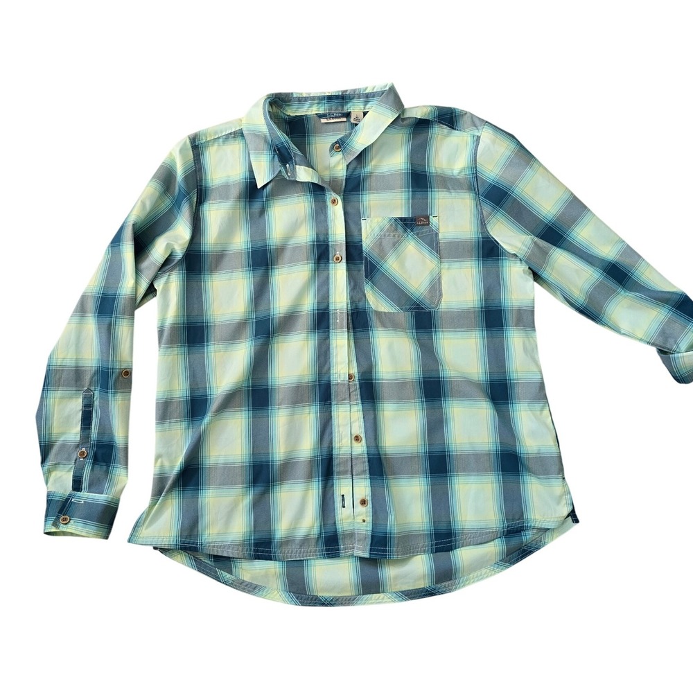 LL Bean Plaid Long Sleeve Button Up Shirt Women's Size‎ L REG